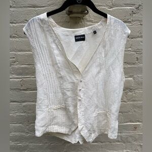 Stunning vintage authentic Giorgio Armani White silk/linen vest top